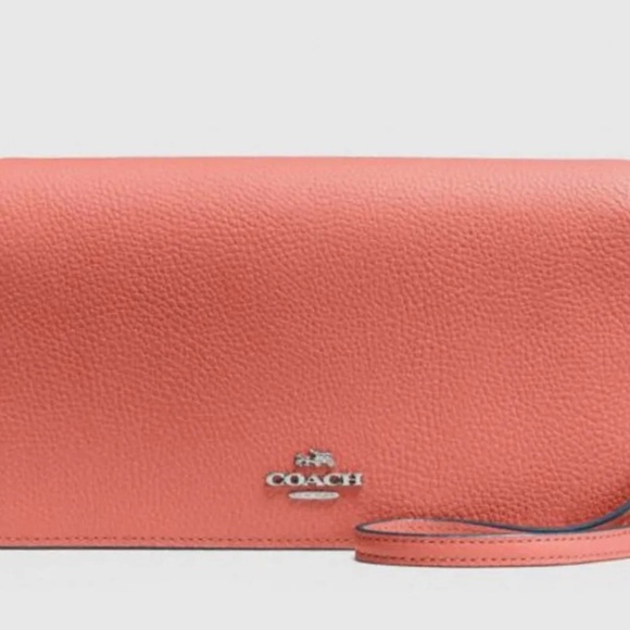 Coach Coral Pink Pebbled Leather Crossbody Bag โ Never Used, Elegant & Versatile - Picture 2 of 5